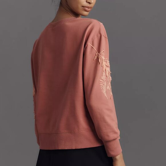 Fern & Flower Crew-Neck Sweatshirt In Rose - Picture 2 of 9